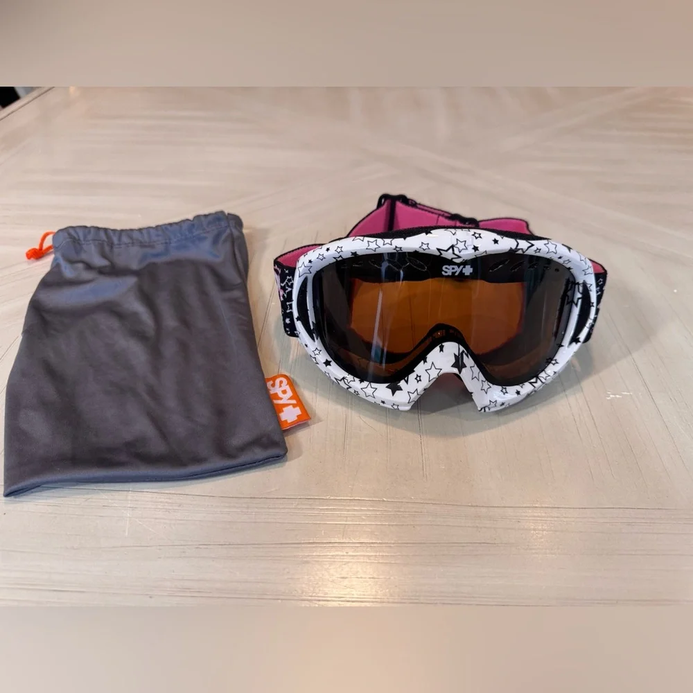 ❄️ Spy Targa Snow Goggles – White, Black & Pink Star Pattern ❄️  Youth Mini